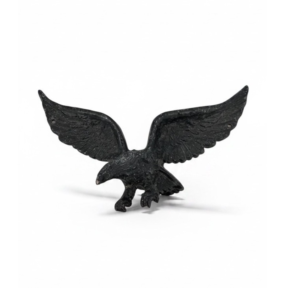 Vintage Cast Iron Eagle Wall Plaque Americana Patriotic Rustic Black Decor 9"
